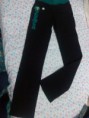 Pants negro con verde algodon